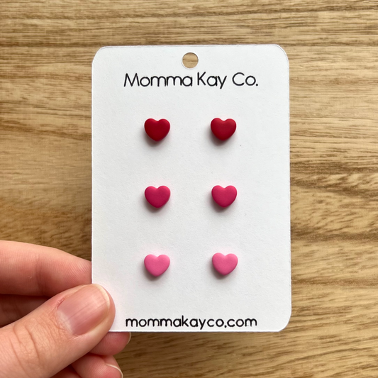 Micro Heart Stud Pack Polymer Clay Earrings