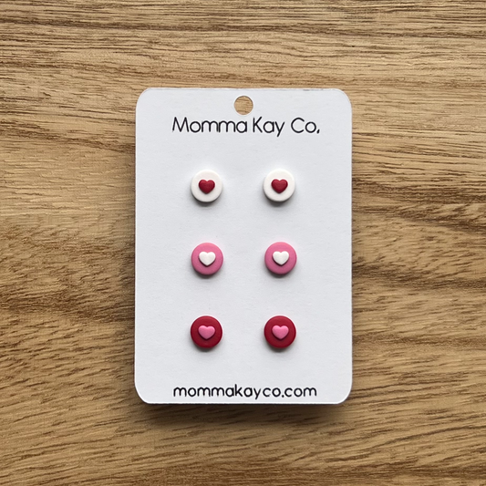 Mini Heart Stud Pack Polymer Clay Earrings