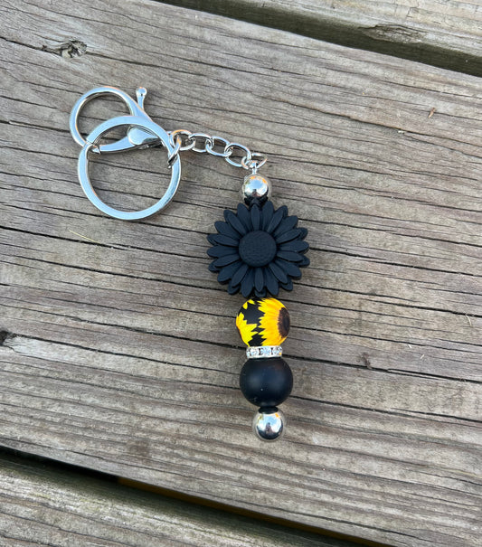 Mini Black Sunflower Keychain