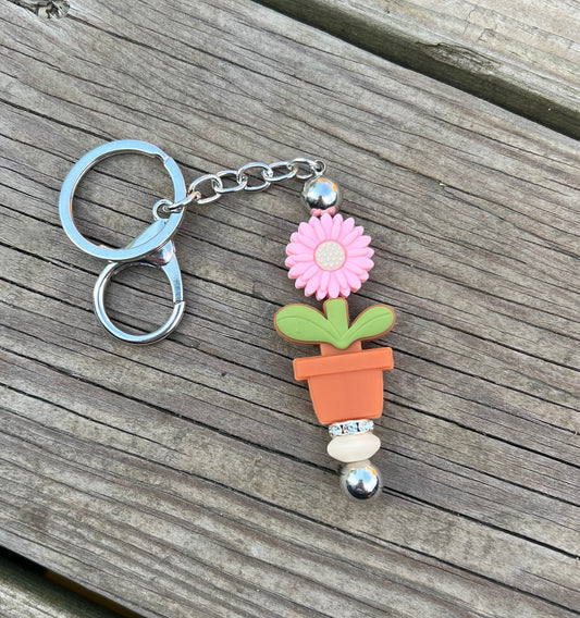 Mini Pink Flower Keychain