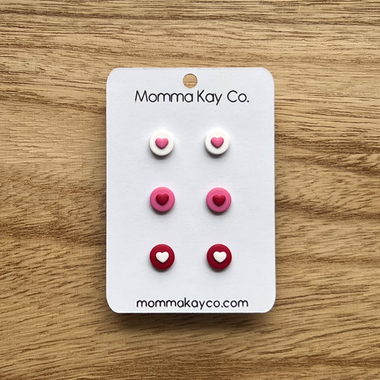Mini Heart Stud Pack 2 Polymer Clay Earrings
