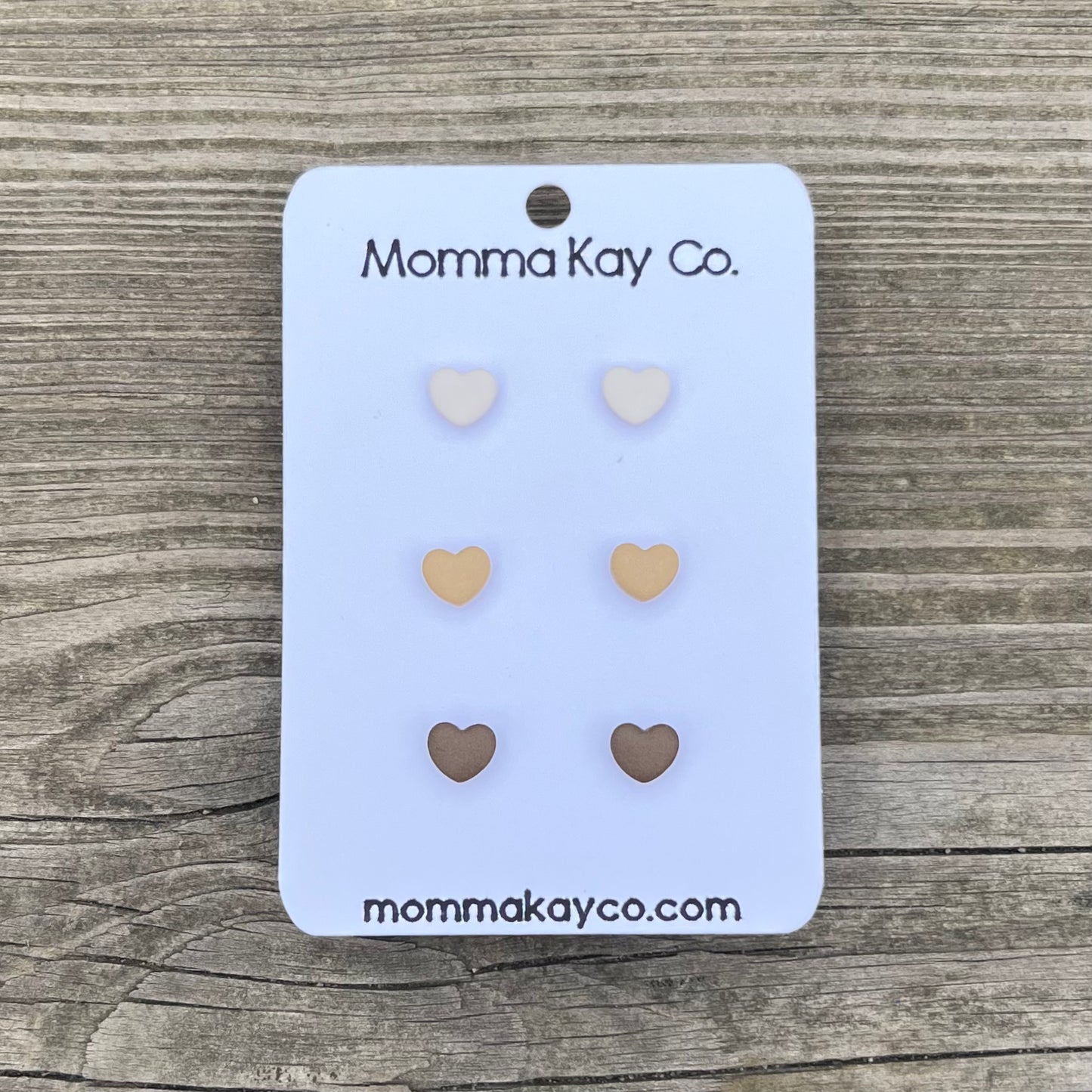 Neutral Micro Hearts Stud Pack Polymer Clay Earrings