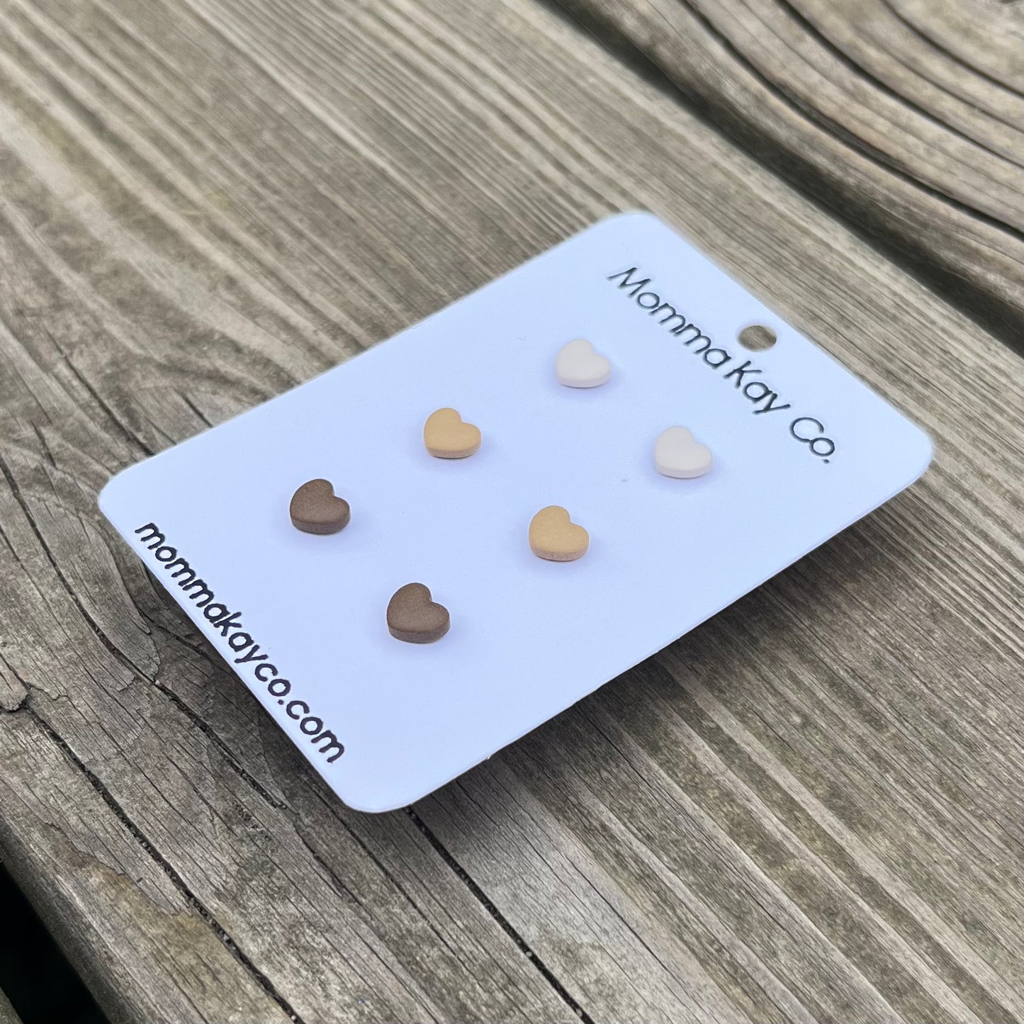 Neutral Micro Hearts Stud Pack Polymer Clay Earrings