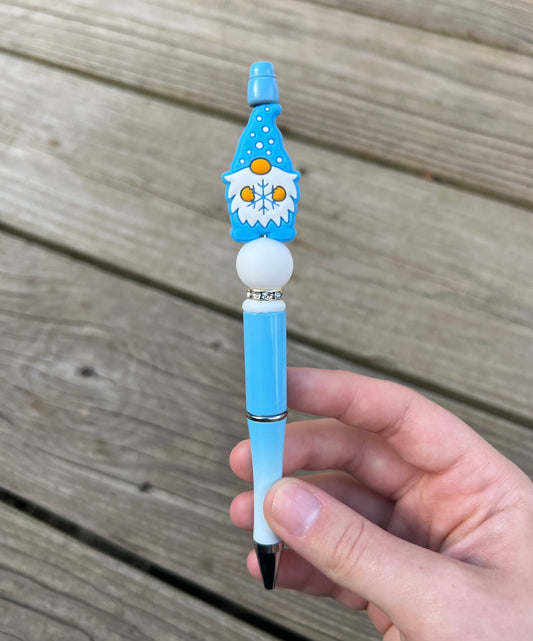 Blue Christmas Gnome Pen