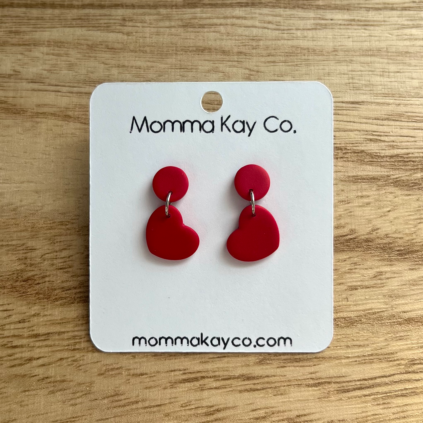 Red Heart Dangle Polymer Clay Earrings