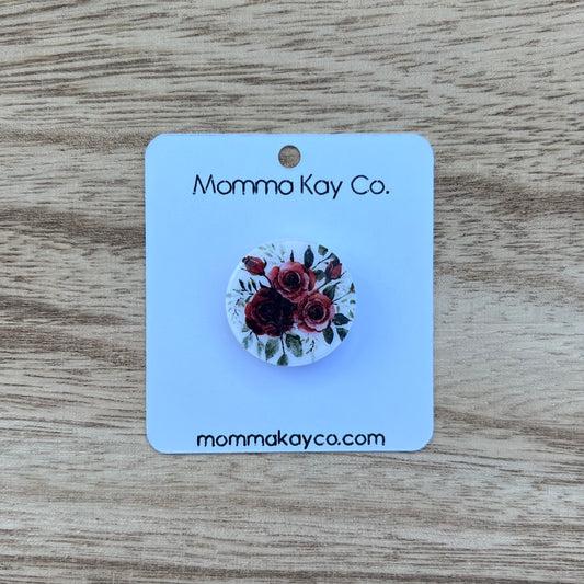 Rose Bouquet Floral Circle Magnet Polymer Clay