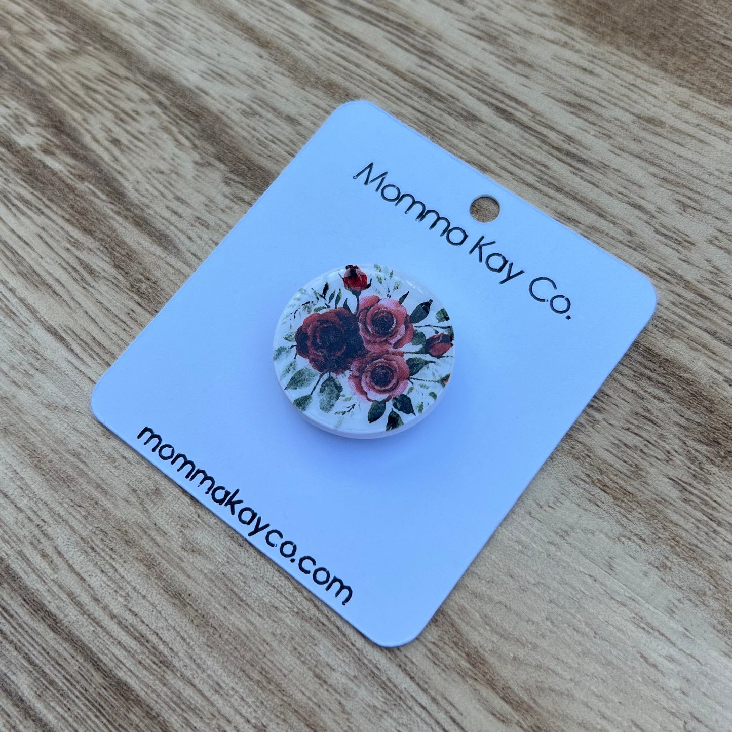 Rose Bouquet Floral Circle Magnet Polymer Clay