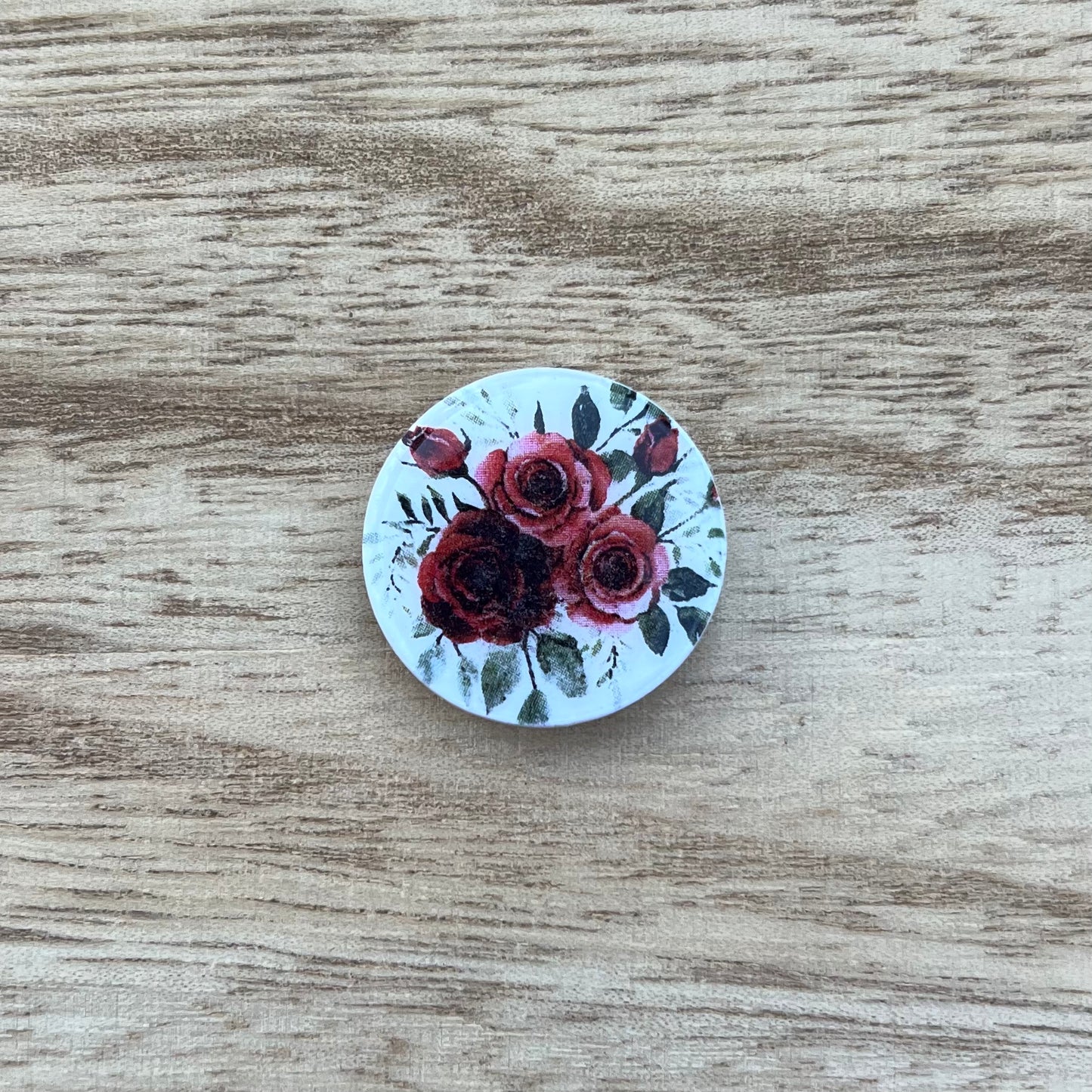 Rose Bouquet Floral Circle Magnet Polymer Clay