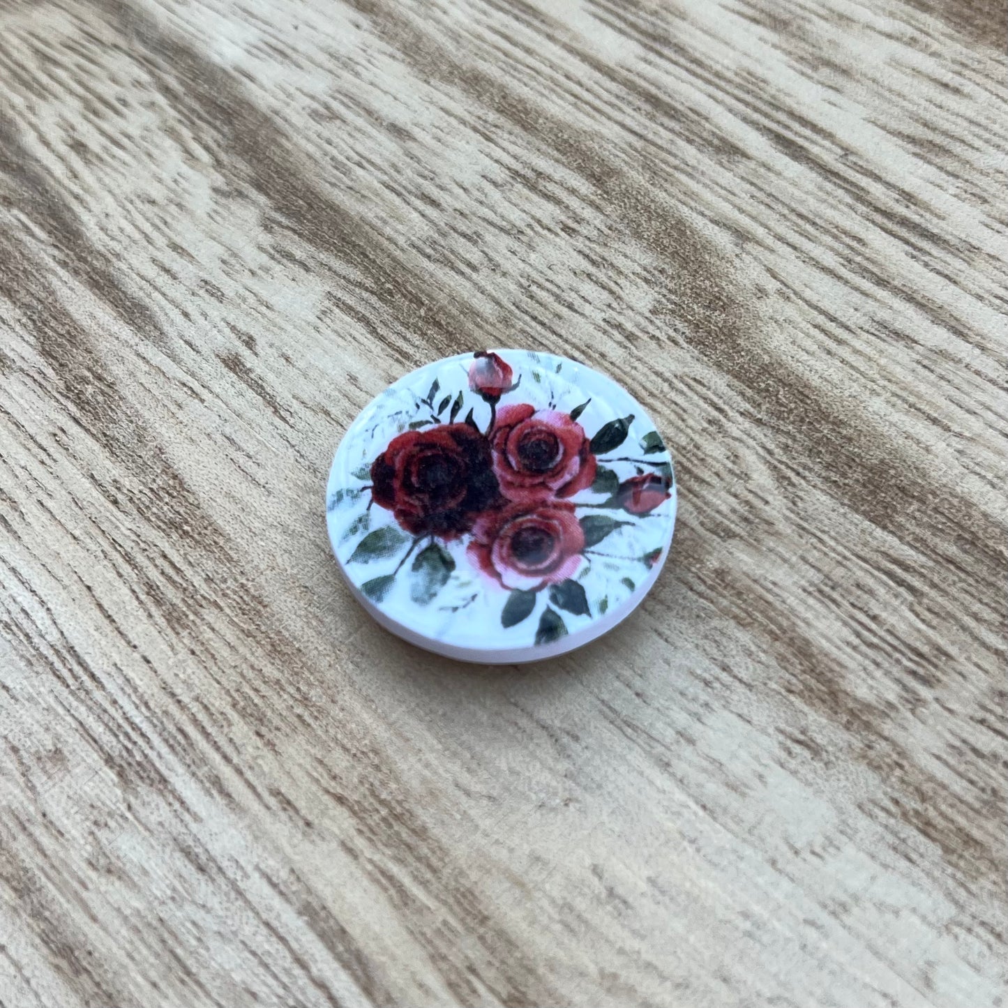 Rose Bouquet Floral Circle Magnet Polymer Clay