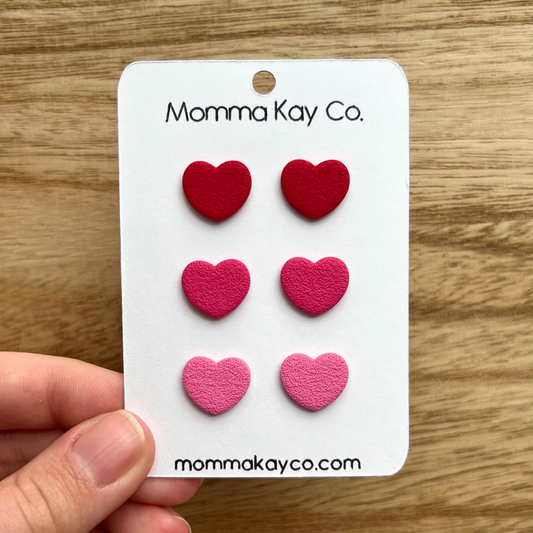 Textured Heart Stud Pack Polymer Clay Earrings
